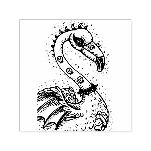 GOTH PUNK ROCKER FLAMINGO, SKULLS, SPIKED HAAR PERMASTEMPEL (Design)