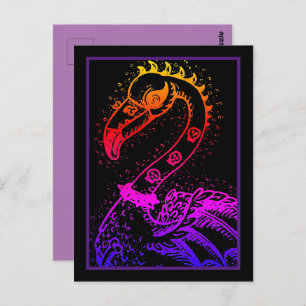 GOTH PUNK ROCKER FLAMINGO, SKULLS, SPIKED HAAR POSTKARTE