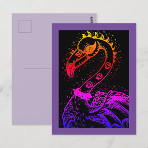 GOTH PUNK ROCKER FLAMINGO, SKULLS, SPIKED HAAR POSTKARTE