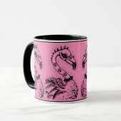 GOTH PUNK ROCKER FLAMINGO, SKULLS, SPIKED HAAR TASSE (Vorderseite Links)