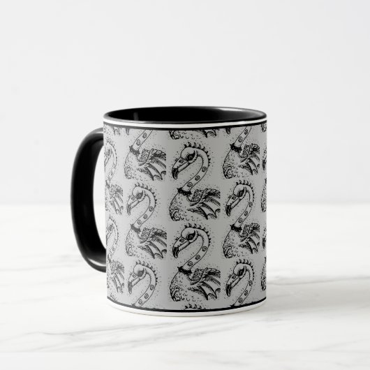 GOTH PUNK ROCKER FLAMINGO, SKULLS, SPIKED HAAR TASSE (Vorderseite Links)