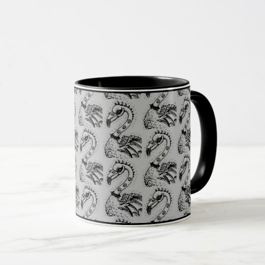 GOTH PUNK ROCKER FLAMINGO, SKULLS, SPIKED HAAR TASSE (VorderseiteRechts)