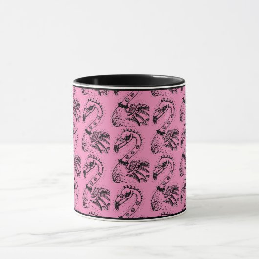 GOTH PUNK ROCKER FLAMINGO, SKULLS, SPIKED HAAR TASSE (Zentrum)