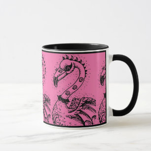 GOTH PUNK ROCKER FLAMINGO, SKULLS, SPIKED HAAR TASSE