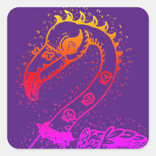 GOTH-PUNK-ROCKER-FLAMINGO, TOTENKÖPFE, STACHELHAAR QUADRATISCHER AUFKLEBER