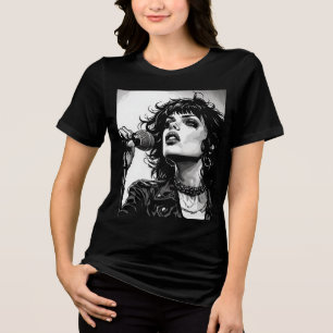 Goth-Punk-Sängerin 50er Grafik Retro-Comics SW Tri-Blend Shirt