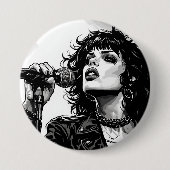 Goth-Punk-Sängerin Retro-Grafik-Art-Stil Button (Vorderseite)