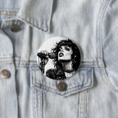 Goth-Punk-Sängerin Retro-Grafik-Art-Stil Button (Beispiel)