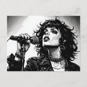 Goth-Punk-Sängerin Retro-Grafik-Art-Stil Postkarte