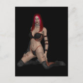 Goth Punk Vampire Frau in Black Leather Postkarte (Vorderseite)