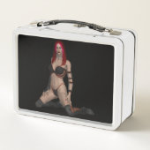 Goth PunkVampirs-Frau im schwarzen Leder Metall Brotdose (Rückseite)