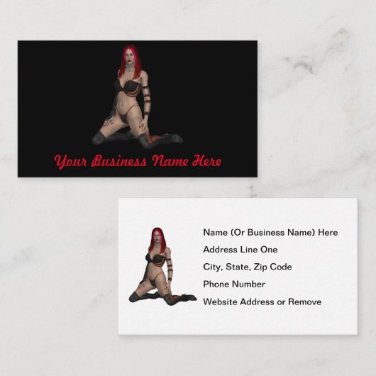 Goth PunkVampirs-Frau im schwarzen Leder Visitenkarte (Vorne/Hinten)