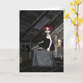 Goth Puppe Zoey - Gruß-Karte Karte (Gelbe Blume)