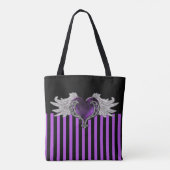 Goth purpur Herz mit Engelsflügeln Tasche (Rückseite)
