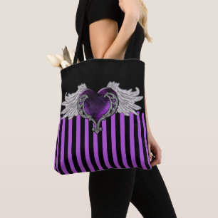 Goth purpur Herz mit Engelsflügeln Tasche