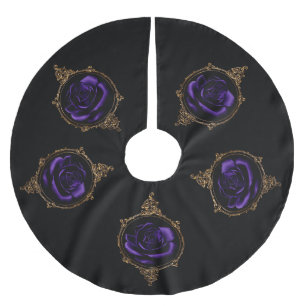 Goth Purpurrose  Polyester Weihnachtsbaumdecke
