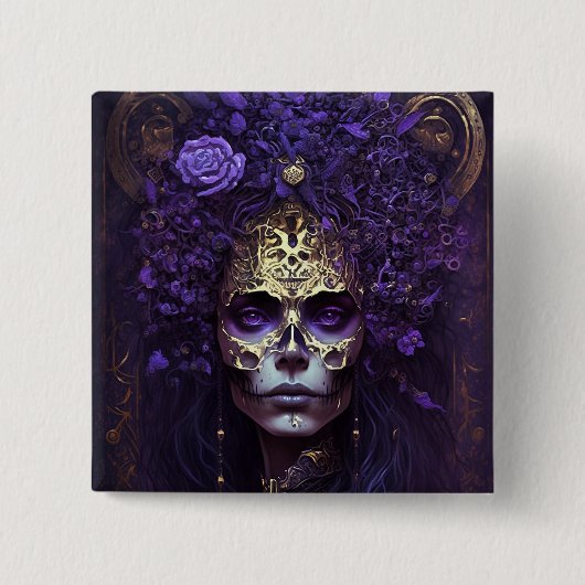 Goth Queen Fantasy Art Button (Vorderseite)