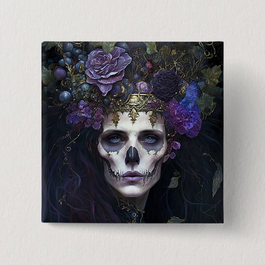 Goth Queen Fantasy Art Button (Vorderseite)