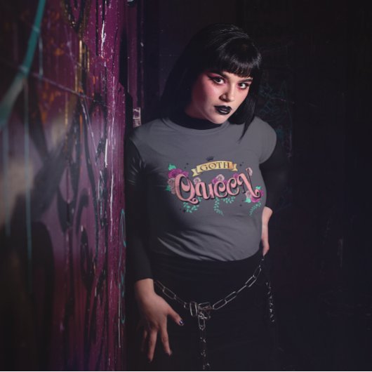 Goth Queen Floral Graphic T-Shirt