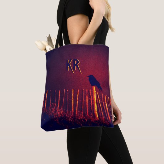 Goth Quoth the Raven Under Midnight Sky, Monogramm Tasche (Von Nahem)