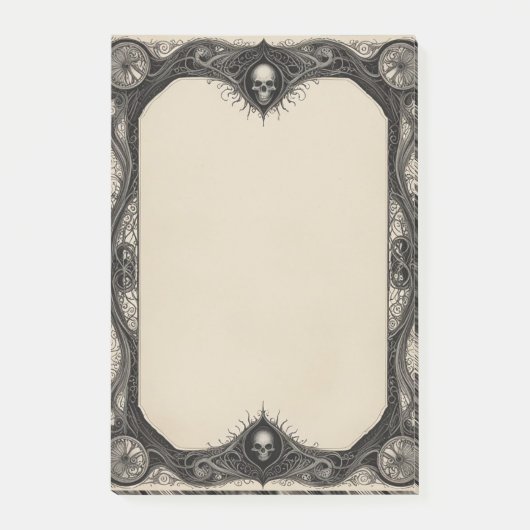 Goth-Rahmen mit Totenköpfen Post-it Klebezettel (Vorderseite)