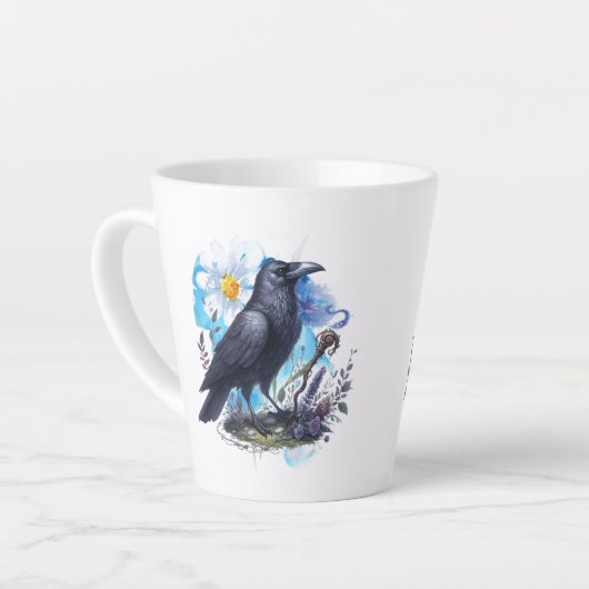 Goth Raven Coffee Mug Dark Aesthetic Milchtasse (Linke Ecke)