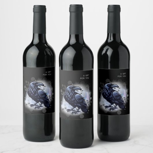 Goth Raven Dark Aesthetic  Weinetikett (Flaschen)