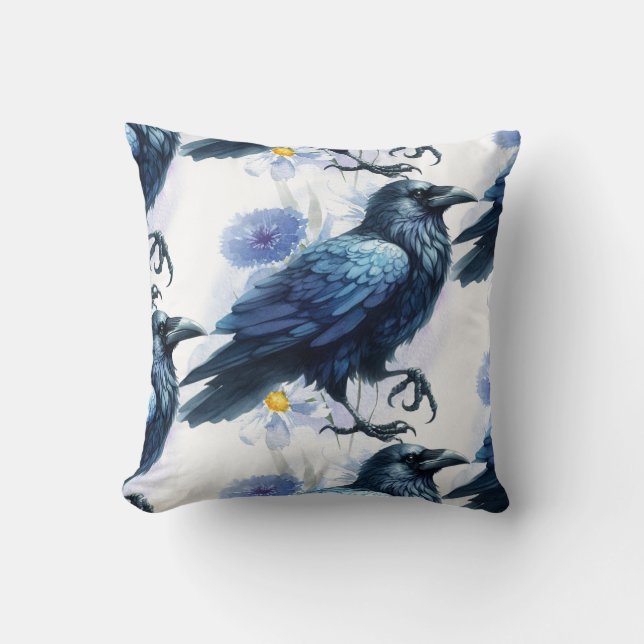 Goth Raven Throw Pillow Kissen (Vorderseite)