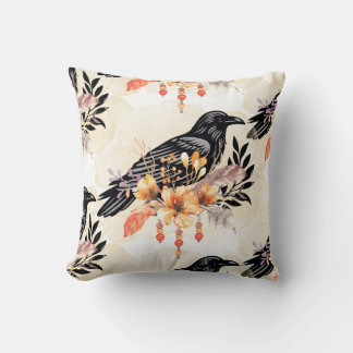 Goth Raven Throw Pillow Kissen