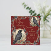 Goth Raven Wicca Wedding Einladung (Stehend Vorderseite)