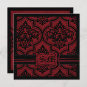 Goth Red Black Damask Hochzeitseinladungen Einladung (Vorne/Hinten)