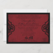 Goth Red Black Damask Wedding Envelope Einladung (Rückseite)