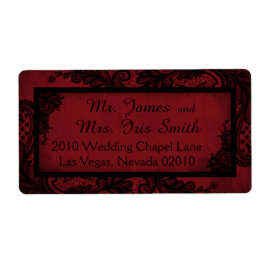 Goth Red Black Lace Grunge Wedding Label