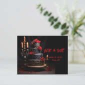 Goth Red Black Rose Hochzeitstorte Save the Date Postkarte (Stehend Vorderseite)