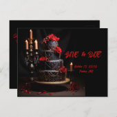 Goth Red Black Rose Hochzeitstorte Save the Date Postkarte (Vorne/Hinten)