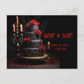 Goth Red Black Rose Hochzeitstorte Save the Date Postkarte (Vorderseite)
