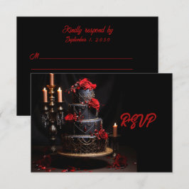 Goth Red Black Rose Hochzeitstorte Save the Date RSVP Karte