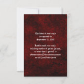 Goth Red Damask Silver Heart Hochzeit RSVP (Rückseite)