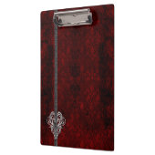 Goth Red Damask Silver Heart Klemmbrett (Links)