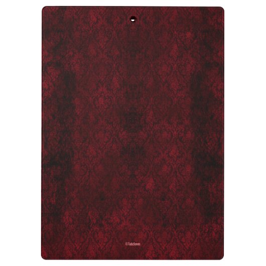 Goth Red Damask Silver Heart Klemmbrett (Rückseite)