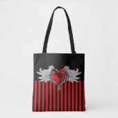 Goth Red Heart mit Angel Wings Tasche (Vorderseite)