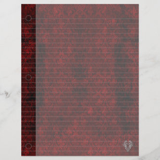 Goth Red Silver Header Damask Notebook Paper
