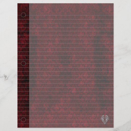 Goth Red Silver Header Damask Notebook Paper (Vorderseite)