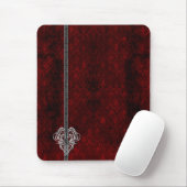 Goth Red Silver Heart Damask Mousepad (Mit Mouse)