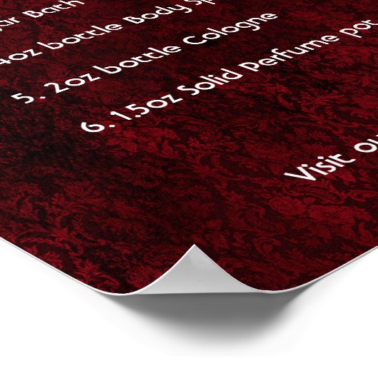 Goth Red Silver Heart Damask Poster (Ecke)