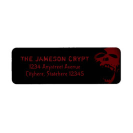Goth Red Skeleton Skull Halloween Return Address