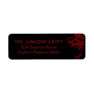 Goth Red Skeleton Skull Halloween Return Address