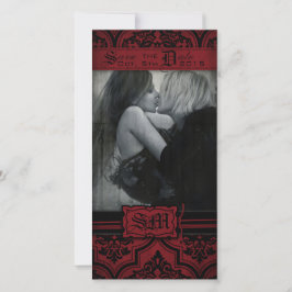 Goth Red und Black Damask Goth Save the Date