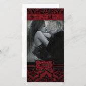 Goth Red und Black Damask Goth Save the Date (Vorne/Hinten)