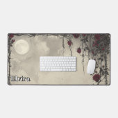Goth Rose bläst Thorns Vollmond. Personalisiert Schreibtischunterlage (Tastatur & Maus)